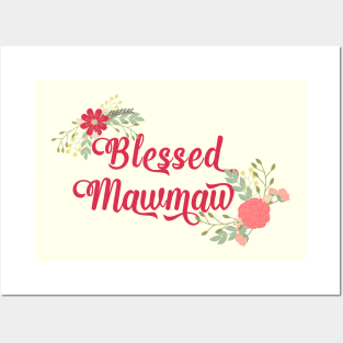 Blessed MawMaw Floral Christian Grandma Gift Posters and Art